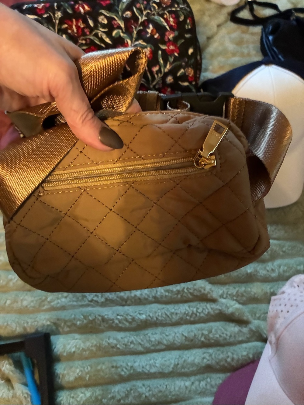 Quilted Crossbody Bag in Bronze